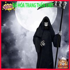 Bộ Trang Phục Halloween Thần Chết 3 Món Cho Trẻ Em - Áo Choàng, Găng Tay Xương và Mặt Nạ Đầu Lâu Scream Hóa Trang Ma Quái