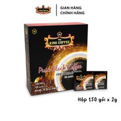 Cà Phê Hòa Tan KING COFFEE 100% Đen Thuần Khiết - Hộp 150 Gói x 2g - Không Đường, Hương Vị Đậm Đà, Nguyên Chất Việt Nam