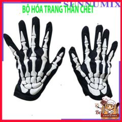 Bộ trang phục Thần Chết quái dị cho Halloween: lưỡi hái, bao tay, mặt nạ và áo choàng xương đầu lâu. 580838