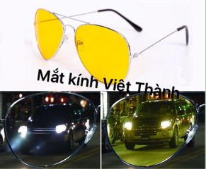 Kính Aviator Đi Đêm Chất Lượng Cao, Chống UV400, Gọng Thời Trang, Kèm Hộp và Khăn Lau Kính - Kính Mát Cho Nam Nữ