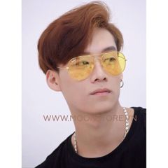 Kính Aviator Đi Đêm Chất Lượng Cao, Chống UV400, Gọng Thời Trang, Kèm Hộp và Khăn Lau Kính - Kính Mát Cho Nam Nữ