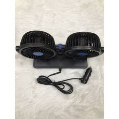 Quạt đôi trên ô tô 12V/24V - Quạt gió êm ái đường kính 10cm, có thể xoay 180º, nhiều gió, phụ kiện xe hơi tiện lợi