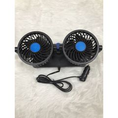 Quạt đôi trên ô tô 12V/24V - Quạt gió êm ái đường kính 10cm, có thể xoay 180º, nhiều gió, phụ kiện xe hơi tiện lợi
