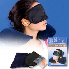 Gối Hơi Du Lịch Tặng Bịt Mắt Bịt Tai - Bộ 3 Trang Bị Ngủ Ngon Cho Chuyến Đi Dài Hạn, Tiện Dụng Cho Văn Phòng, Ô Tô, Máy Bay