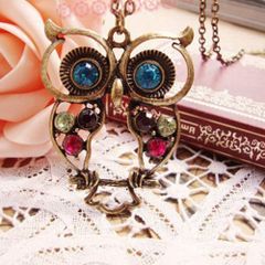 Dây chuyền mặt cú mèo đính đá pha lê nhân tạo sang trọng dành cho nữ - Trang sức cổ điển đẹp mắt, quà tặng hoàn hảo