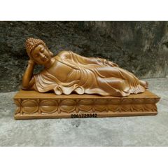 Tượng Phật Nằm Niết Bàn Gỗ Bách Xanh 40x20x12cm - Mỹ Nghệ Đặc Trưng, Quà Tặng Tâm Linh, Trang Trí Nhà Cửa