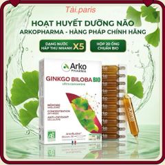 Ginkgo Biloba BIO Arkopharma - Thực Phẩm Bổ Não Dạng Ống Uống 20 Ống - Tăng Cường Trí Nhớ, Duy Trì Tinh Thần Minh Mẫn