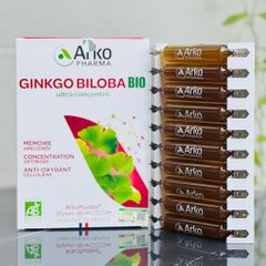 Ginkgo Biloba BIO Arkopharma - Thực Phẩm Bổ Não Dạng Ống Uống 20 Ống - Tăng Cường Trí Nhớ, Duy Trì Tinh Thần Minh Mẫn