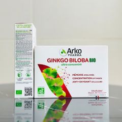 Ginkgo Biloba BIO Arkopharma - Thực Phẩm Bổ Não Dạng Ống Uống 20 Ống - Tăng Cường Trí Nhớ, Duy Trì Tinh Thần Minh Mẫn