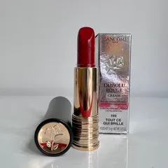 Son Lancôme 199 Tout Ce Qui Brille L'Absolu Rouge Cream - Son Môi Màu Đỏ Cam Chất Nhung, Dưỡng Ẩm, Fullsize Fullbox