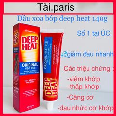Kem Xoa Bóp Giảm Đau DEEP HEAT 140g - Giảm Nhức Mỏi Cơ Khớp, Hàng Úc Chính Hãng, Hiệu Quả Nhanh Chóng