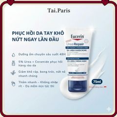 Kem Dưỡng Da Tay Eucerin Urea Repair Plus 5% 75ml - Cấp Ẩm, Làm Dịu Da Khô, Tổn Thương, Lành Tính Cho Mọi Loại Da