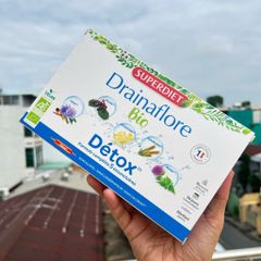 Nước Uống Detox Superdiet Drainaflore Pháp - Thải Độc Gan, Thận, Ruột, Hỗ Trợ Tiêu Hóa - Hộp 20 Ống Hữu Cơ 300ml