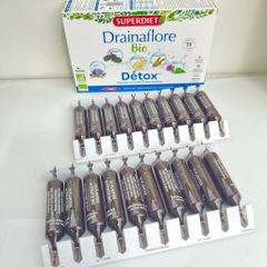 Nước Uống Detox Superdiet Drainaflore Pháp - Thải Độc Gan, Thận, Ruột, Hỗ Trợ Tiêu Hóa - Hộp 20 Ống Hữu Cơ 300ml