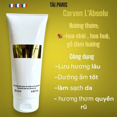 Sữa Tắm Nước Hoa Carven L'Absolu 200ml - Hương Thơm Quyến Rũ, Dưỡng Ẩm Da, Sang Trọng, Hàng Chính Hãng Pháp