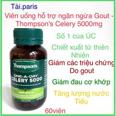 Viên uống hỗ trợ Gút Thompson's Celery 5000mg - Giảm đau và viêm khớp, hàng Úc - 60 viên cho sức khỏe xương khớp