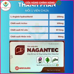 Viên Giải Độc Gan NAGANTEC - Tăng Cường Chức Năng Gan, Mát Gan, Thải Độc - Hộp 50 Viên Hỗ Trợ Giảm Say Rượu từ Nam Dược