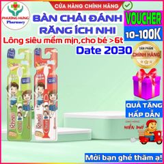 Bàn Chải Đánh Răng Ích Nhi Cao Cấp - Lông Siêu Mềm, Chống Khuẩn 99.9%, An Toàn Cho Trẻ Trên 6 Tuổi, Thiết Kế Đáng Yêu