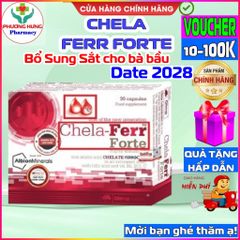 Viên uống Chela-Ferr Forte 28mg Sắt cho bà bầu - Hỗ trợ chống thiếu máu, bổ sung sắt hiệu quả - Hộp 30 viên chính hãng