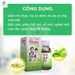 Siro Ho Cảm Ích Nhi 3+ 90ml - Giúp Giảm Ho, Tiêu Đờm, Giảm Sổ Mũi Cho Trẻ Trên 3 Tuổi, Hỗ Trợ Sức Khỏe Mùa Cảm Lạnh