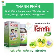 Siro Ho Cảm Ích Nhi 3+ 90ml - Giúp Giảm Ho, Tiêu Đờm, Giảm Sổ Mũi Cho Trẻ Trên 3 Tuổi, Hỗ Trợ Sức Khỏe Mùa Cảm Lạnh