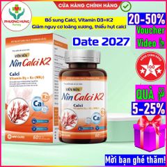 Viên uống bổ sung Calci, Vitamin D3 và K2 Nin Calci K2 - Hỗ trợ xương chắc khỏe, giảm nguy cơ loãng xương - 60 viên
