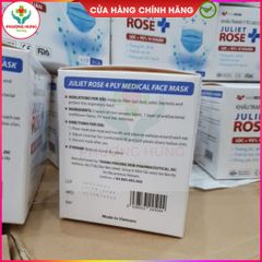 Khẩu Trang Y Tế Kháng Khuẩn 4 Lớp Juliet Rose - Bảo Vệ Đường Hô Hấp, Lọc Vi Khuẩn Trên 99% - Hộp 50 Cái Chính Hãng