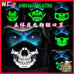 Khẩu Trang Dạ Quang Anime Skull - Bảo Vệ và Thời Trang Cho Halloween, Tiệc Tùng, Cosplay - Cotton Mềm Mại, Kích Thước 11x16.5 cm