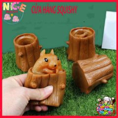 SÓC NÂU TRỐN TRONG GỐC CÂY Squishy Mochi - Đồ Chơi Thư Giãn Dễ Thương, Giải Tỏa Stress, Món Quà Tuyệt Vời Cho Trẻ Em Và Người Lớn