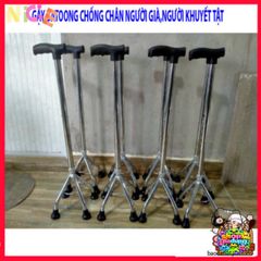 Gậy đi bộ 4 chân siêu bền - Hỗ trợ di chuyển an toàn cho người già và người tập luyện - Chống trượt và điều chỉnh chiều cao linh hoạt