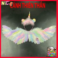 Bộ Cánh Thiên Thần Trắng Xinh Đẹp Cho Bé - Phụ Kiện Hóa Trang Halloween, Kèm Đuôi Lấp Lánh và Gậy Ma Thuật