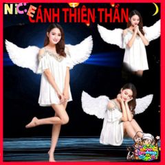 Bộ Cánh Thiên Thần Trắng Xinh Đẹp Cho Bé - Phụ Kiện Hóa Trang Halloween, Kèm Đuôi Lấp Lánh và Gậy Ma Thuật