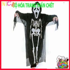 Bộ trang phục Halloween Áo Xương, Găng Tay & Mặt Nạ Thần Chết cho Tiệc Hóa Trang - Thể hiện Phong Cách Ma Quái Ấn Tượng