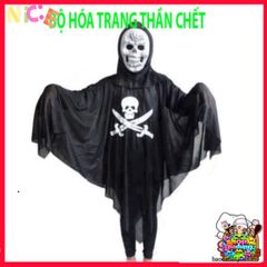Bộ trang phục Halloween Áo Xương, Găng Tay & Mặt Nạ Thần Chết cho Tiệc Hóa Trang - Thể hiện Phong Cách Ma Quái Ấn Tượng