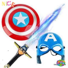 Bộ Trang Phục Siêu Nhân Captain America - Áo Choàng, Mặt Nạ LED, Khiên Phát Sáng và Gậy Âm Thanh - Đồ Hóa Trang Đầy Sáng Tạo Cho Trẻ Em