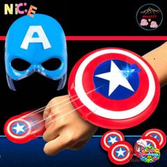 Bộ Trang Phục Siêu Nhân Captain America - Áo Choàng, Mặt Nạ LED, Khiên Phát Sáng và Gậy Âm Thanh - Đồ Hóa Trang Đầy Sáng Tạo Cho Trẻ Em