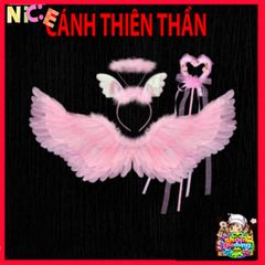 Bộ Cánh Thiên Thần Cosplay Cho Bé - Bộ Trang Phục Hóa Trang Dễ Điều Chỉnh Với Đũa Phép Và Băng Đô Cho Halloween và Tiệc Hóa Trang