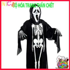Bộ đồ hóa trang thần chết Halloween - Áo xương đầu lâu ma quái và mặt nạ độc đáo cho tiệc tùng, chụp ảnh và sự kiện mùa lễ hội