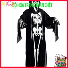 Bộ đồ hóa trang thần chết Halloween - Áo xương đầu lâu ma quái và mặt nạ độc đáo cho tiệc tùng, chụp ảnh và sự kiện mùa lễ hội