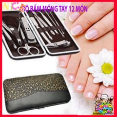 Bộ Dụng Cụ Cắt Móng Tay 12 Món Chống Gỉ Cao Cấp - Hộp Da Sang Trọng Cho Gia Đình, Dụng Cụ Làm Đẹp Tại Nhà