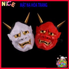 Mặt Nạ Nhập Vai Oni Noh Hannya 2 Sừng Độc Đáo - Phụ Kiện Halloween Cosplay Chất Lượng Cao