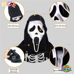 Mặt nạ Ghostface La hét Kinh dị - Đồ trang trí Halloween Cosplay cho bữa tiệc hóa trang và sự kiện đặc biệt