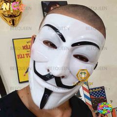 Mặt Nạ Hacker Anonymous Vàng và Trắng - Phụ Kiện Thời Trang Độc Đáo Cho Tiệc Halloween & Lễ Hội