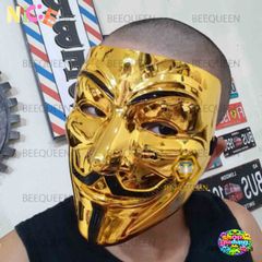 Mặt Nạ Hacker Anonymous Vàng và Trắng - Phụ Kiện Thời Trang Độc Đáo Cho Tiệc Halloween & Lễ Hội