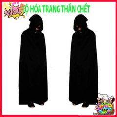 Bộ Trang Phục Halloween Thần Chết Xương - Áo Choàng Đen Có Mũ & Găng Tay Thần Chết - Phụ Kiện Tiệc Hóa Trang Ma Quái