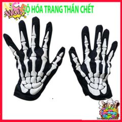 Bộ Trang Phục Halloween Thần Chết Xương - Áo Choàng Đen Có Mũ & Găng Tay Thần Chết - Phụ Kiện Tiệc Hóa Trang Ma Quái
