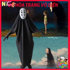 Set Bộ Cosplay Kaonashi Spirited Away - Trang Phục Đen Cho Trẻ Em & Người Lớn, Mặt Nạ & Găng Tay Đi Kèm, Phong Cách Nghệ Thuật ấn Tượng