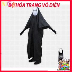 Set Bộ Cosplay Kaonashi Spirited Away - Trang Phục Đen Cho Trẻ Em & Người Lớn, Mặt Nạ & Găng Tay Đi Kèm, Phong Cách Nghệ Thuật ấn Tượng