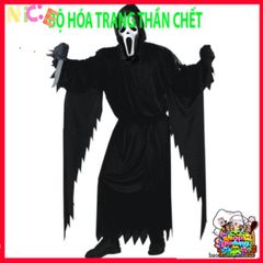 Trang Phục Thần Chết Halloween Cho Người Lớn - Bộ Áo Dài, Găng Tay, Mặt Nạ Chùm Đầu - Phong Cách Bí Ẩn, Hấp Dẫn 1.65m-1.8m