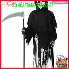 Bộ trang phục Áo Choàng Thần Chết cho trẻ em - Halloween Cosplay với mũ và găng tay, Phát sáng trong bóng tối, Thời trang thú vị cho bé